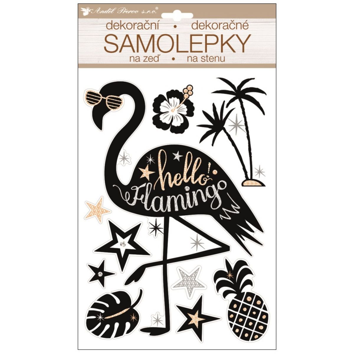 Samolepka za zeď plameňák prostorová 36 x 21 cm