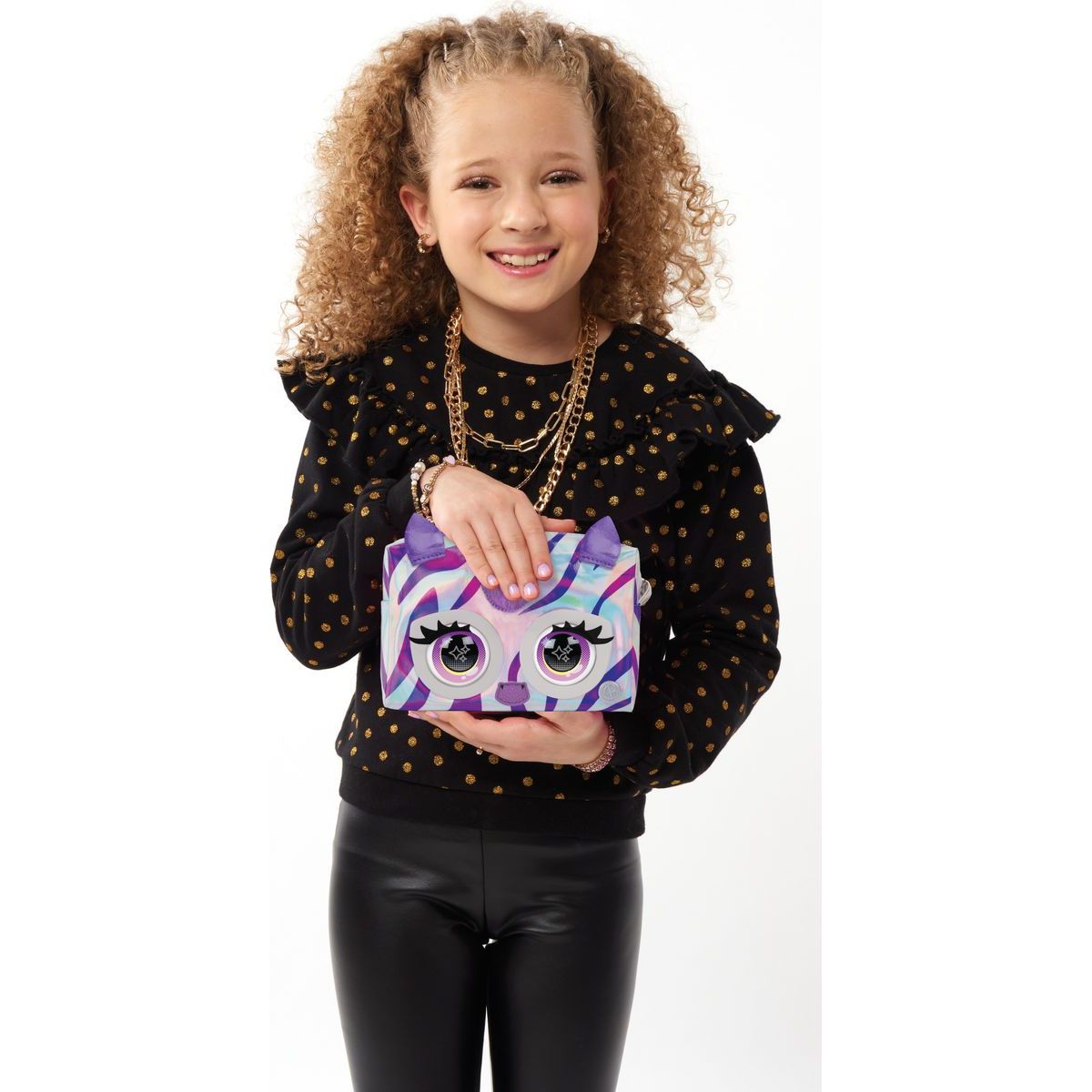 Purse Pets Metalická interaktivní kabelka zebra