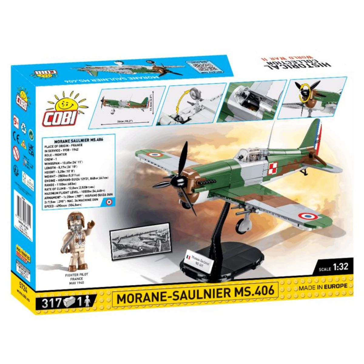 Cobi 5724 II. světová válka Morane-Saulnier MS.406 317 dílků