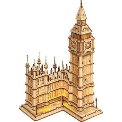 RoboTime dřevěné 3D puzzle hodinová věž Big Ben svítící
