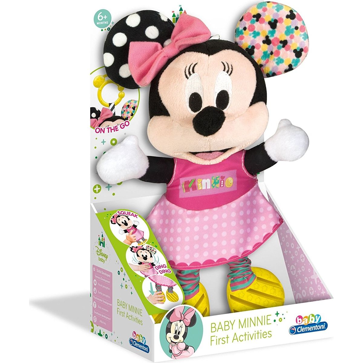 Clementoni Baby Minnie plyšová se zvuky a úchytem 25cm