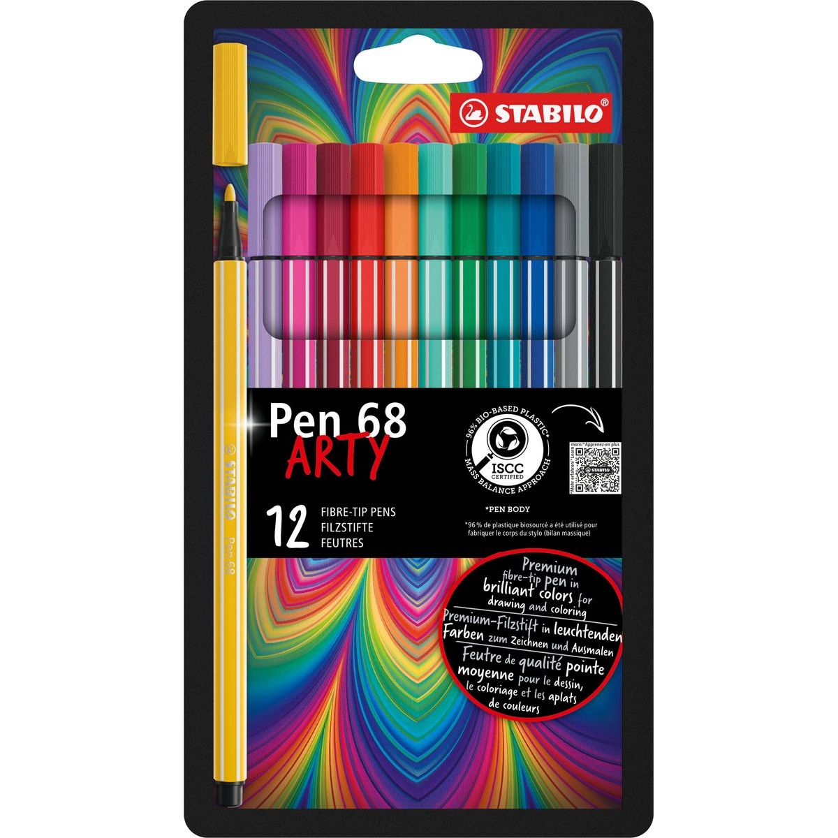 Prémiový vláknový fix STABILO Pen 68 ARTY 12 ks sada