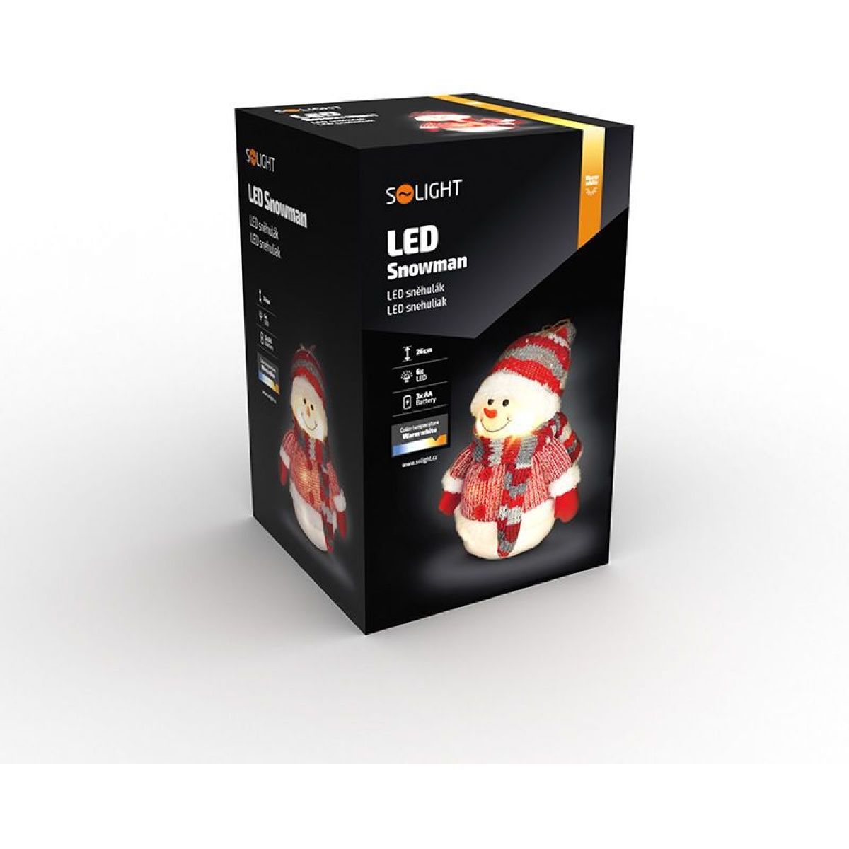 LED sněhulák, 26 cm, 6 x LED, IP20, 3 x AA
