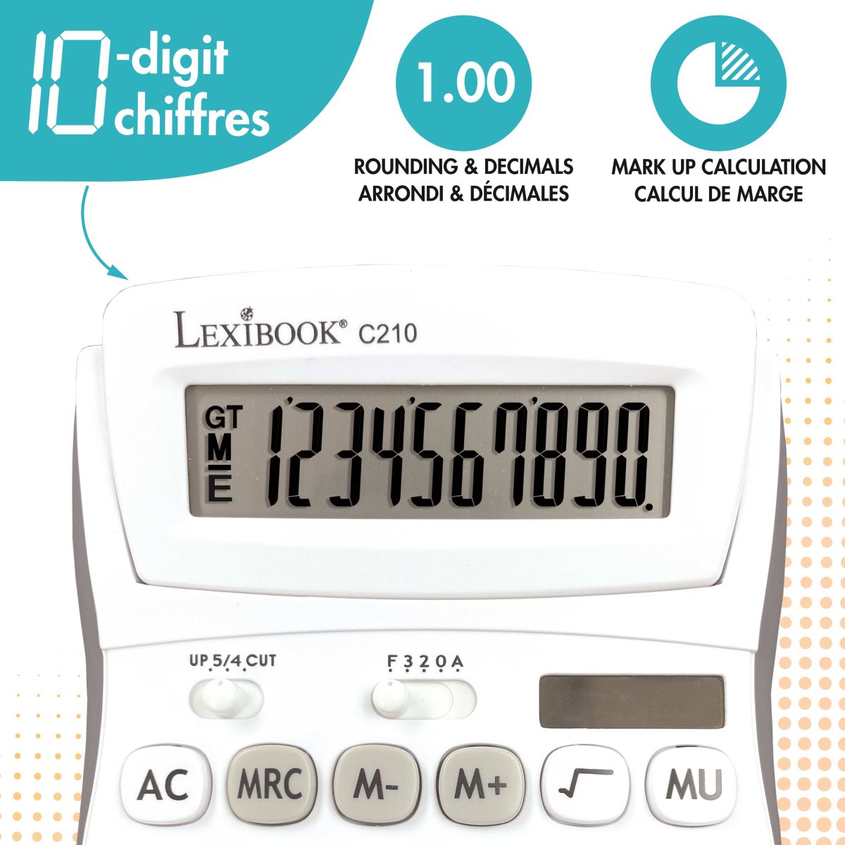 Lexibook 10místná kalkulačka s nastavitelným úhlem obrazovky