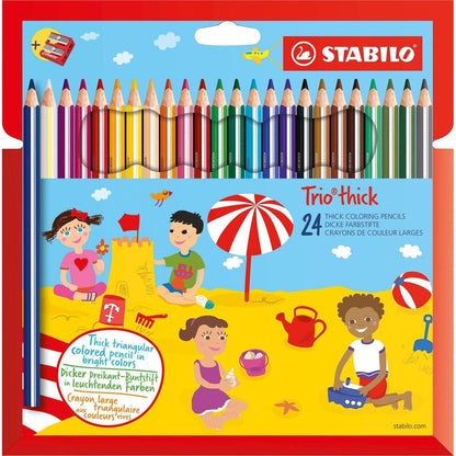 Trojhranné pastelky STABILO Trio silná 24 ks sada s ořezávátkem