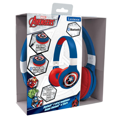Lexibook 2v1 bluetooth skládací sluchátka Avengers s limitem hlasitosti