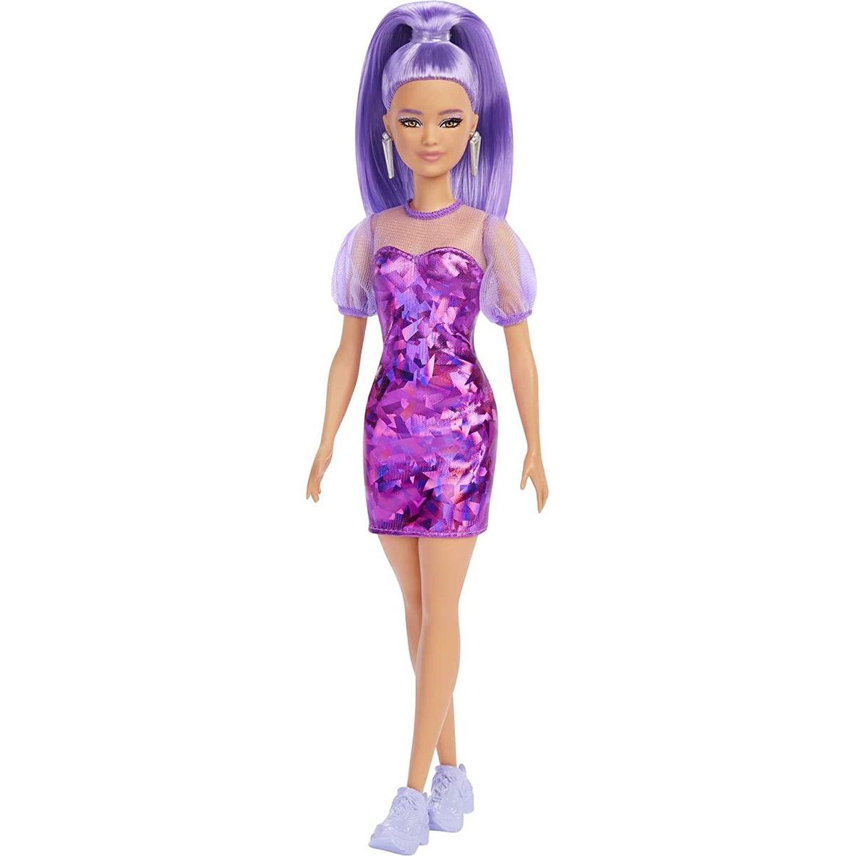 Barbie modelka 30 cm - zářivě fialové šaty
