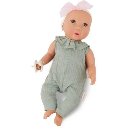 LullaBaby Panenka 35 cm v overalu s čelenkou