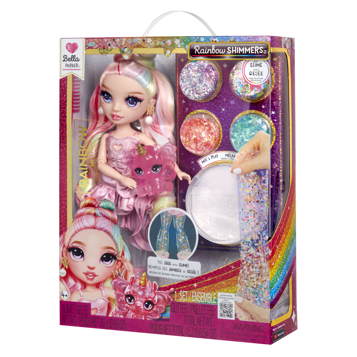 Rainbow High Panenka se slizem a třpytkami - Bella (pink)