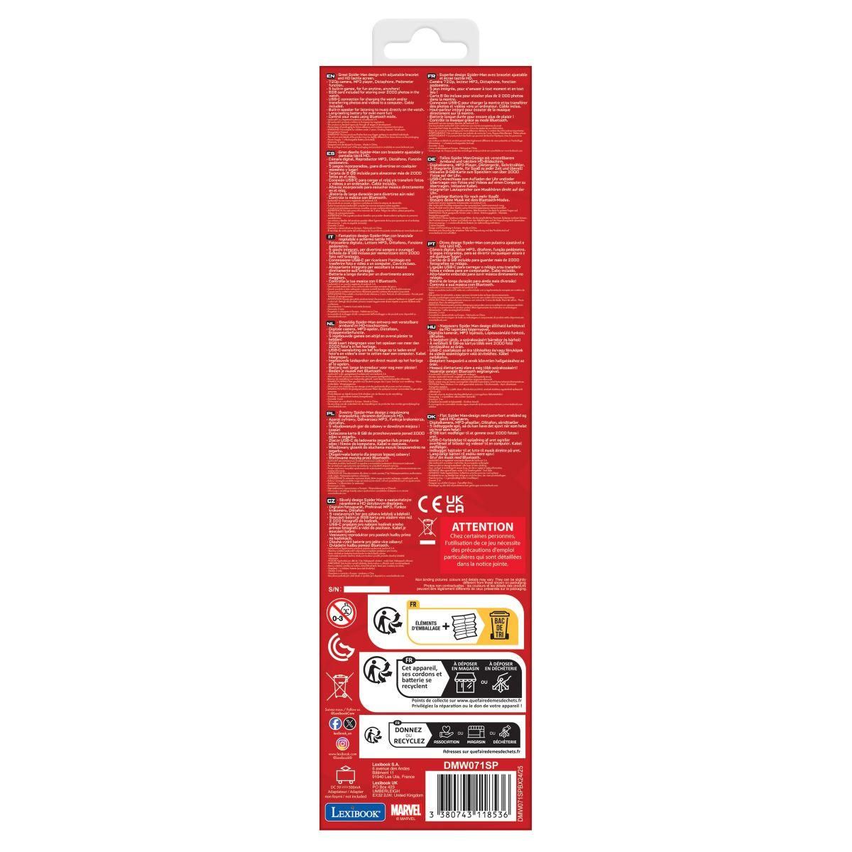 Lexibook Bluetooth hodinky Spiderman s kamerou a 8GB SD kartou