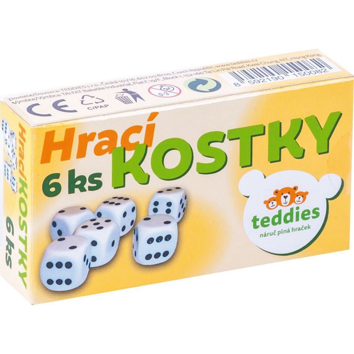 Bílé hrací kostky 6 ks