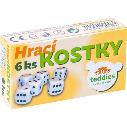 Bílé hrací kostky 6 ks