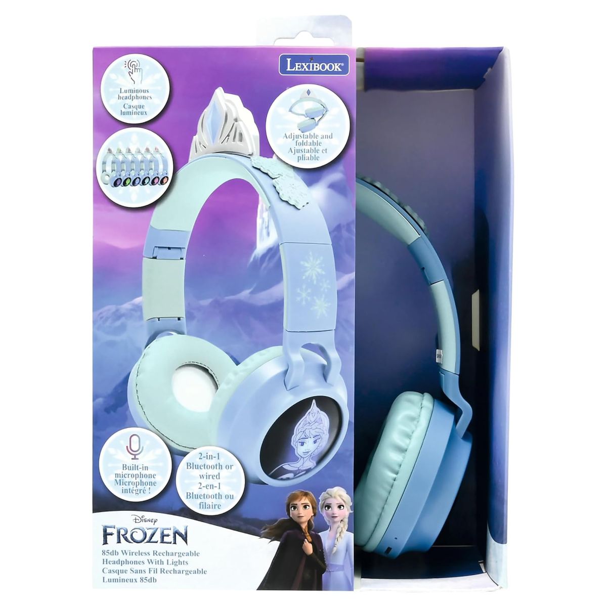 Lexibook 3D bezdrátová sluchátka Frozen se světelnými efekty a limitem hlasitosti
