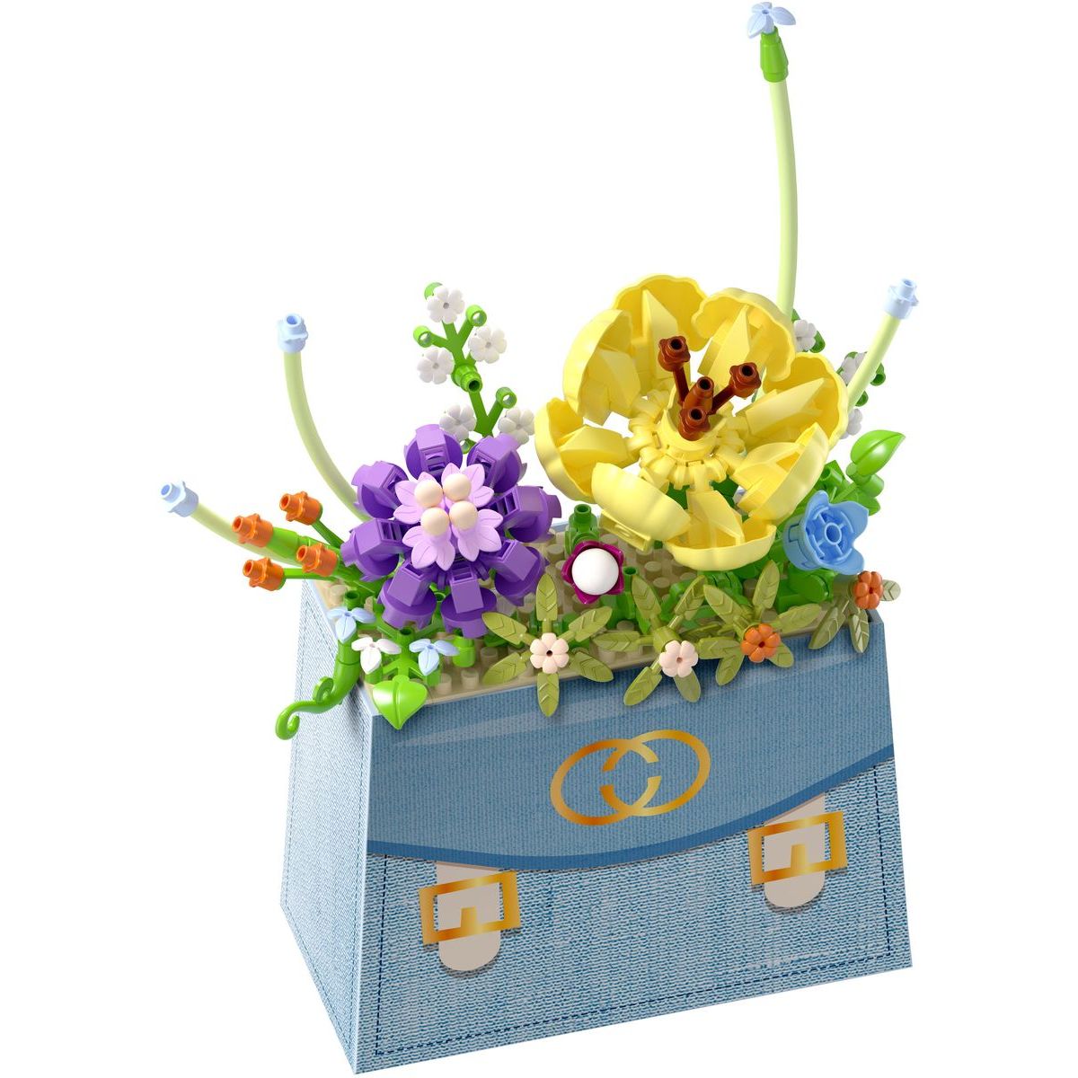 KOCO Stavebnice mini KOCO Květina v kabelce plast 223ks v krabičce 11x15x6cm