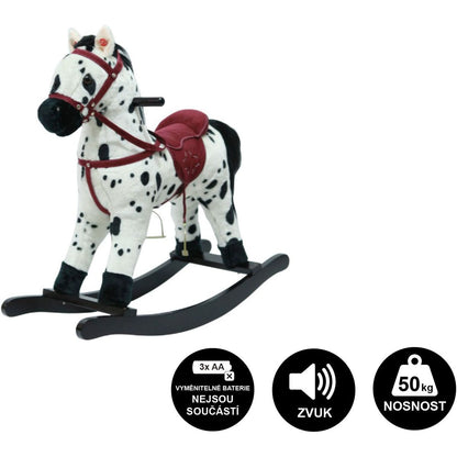 Teddies Kůň houpací bíločerný plyš 71cm