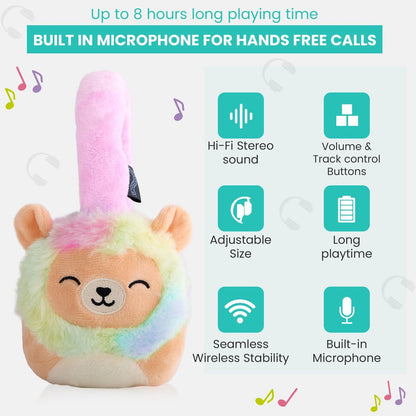 Lazerbuilt Squishmallows Plush Bluetooth Headphones - Leonard