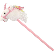 Kůň jednorožec na tyči plyš 80 cm na baterie se zvukem bílý v sáčku