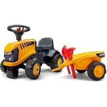 Falk Odstrkovadlo traktor JCB žluté s volantem a valníkem