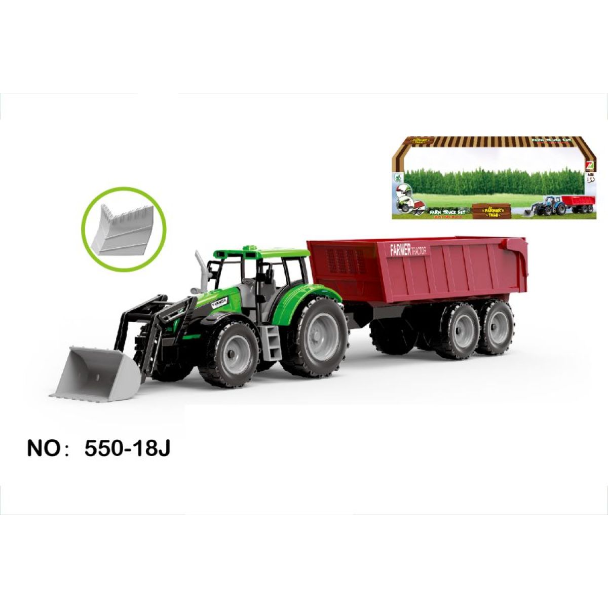 Traktor farmářský s přívěsem modrý
