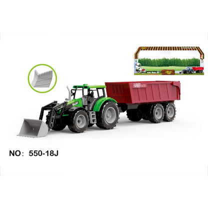 Traktor farmářský s přívěsem modrý