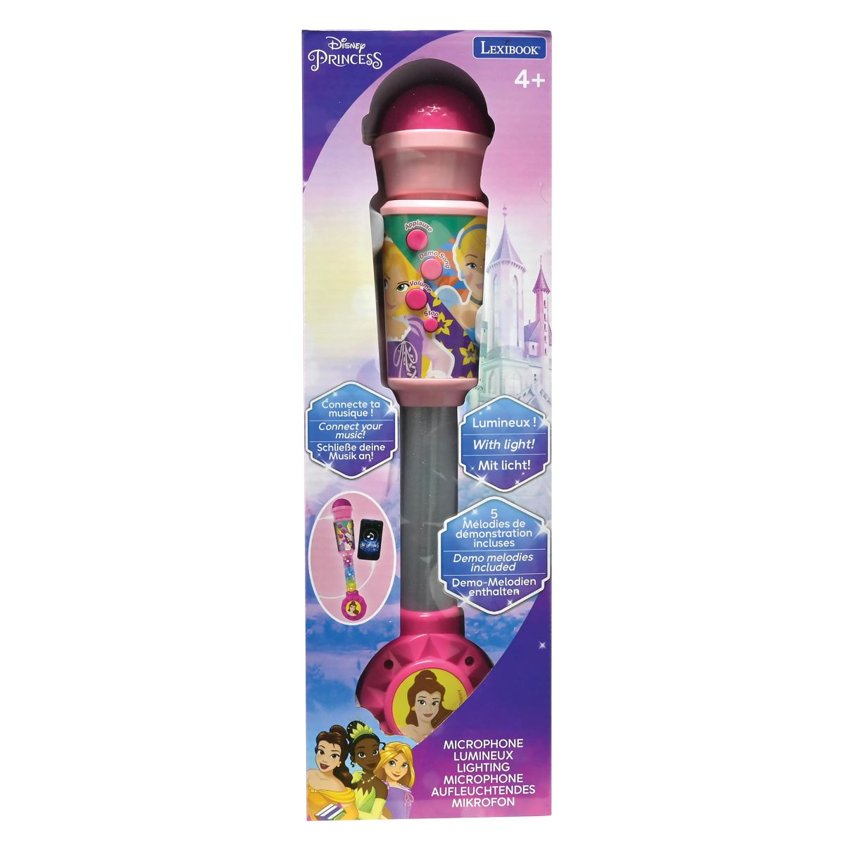 Lexibook Svítící trendy mikrofon Disney princezny s melodiemi