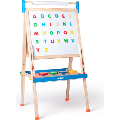 Woody Tabule ABC s písmeny s rolí papíru a kelímky