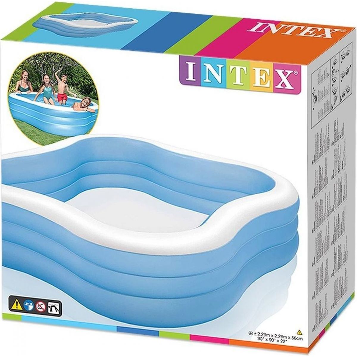 Intex 57495 bazén rodinný čtverec 229 x 229 x 56 cm