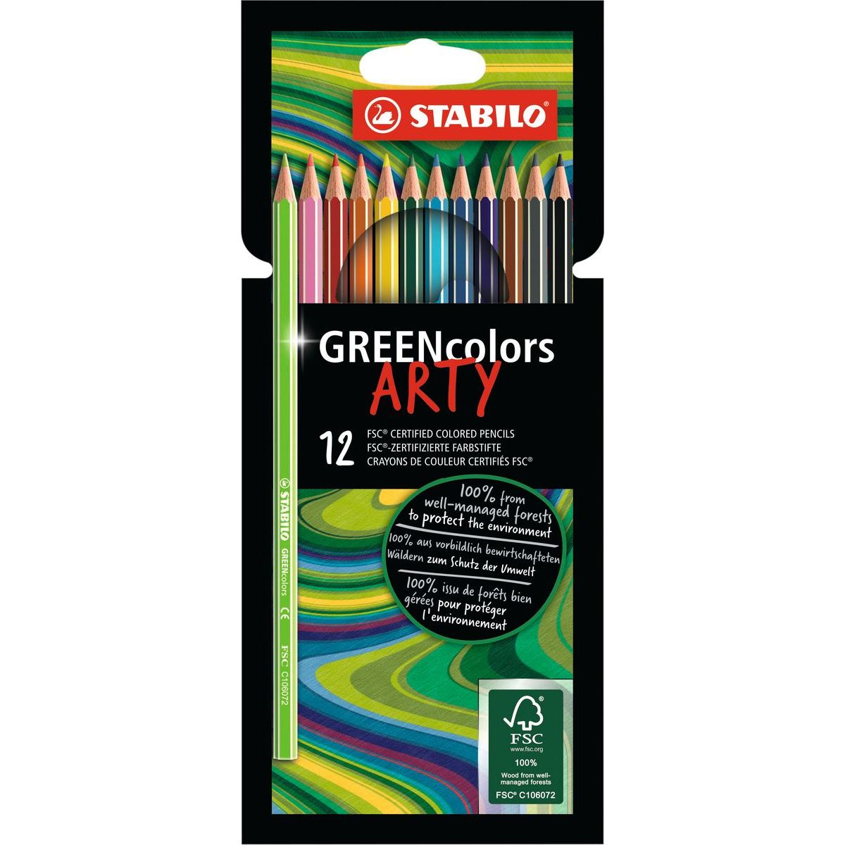 Pastelky šetrné k životnímu prostředí STABILO GREENcolors ARTY 12 ks balení