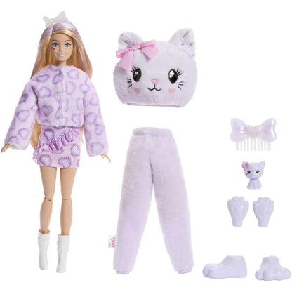 Barbie Cutie Reveal Barbie a starostliví medvídci Sladké mašle - fialové kotě