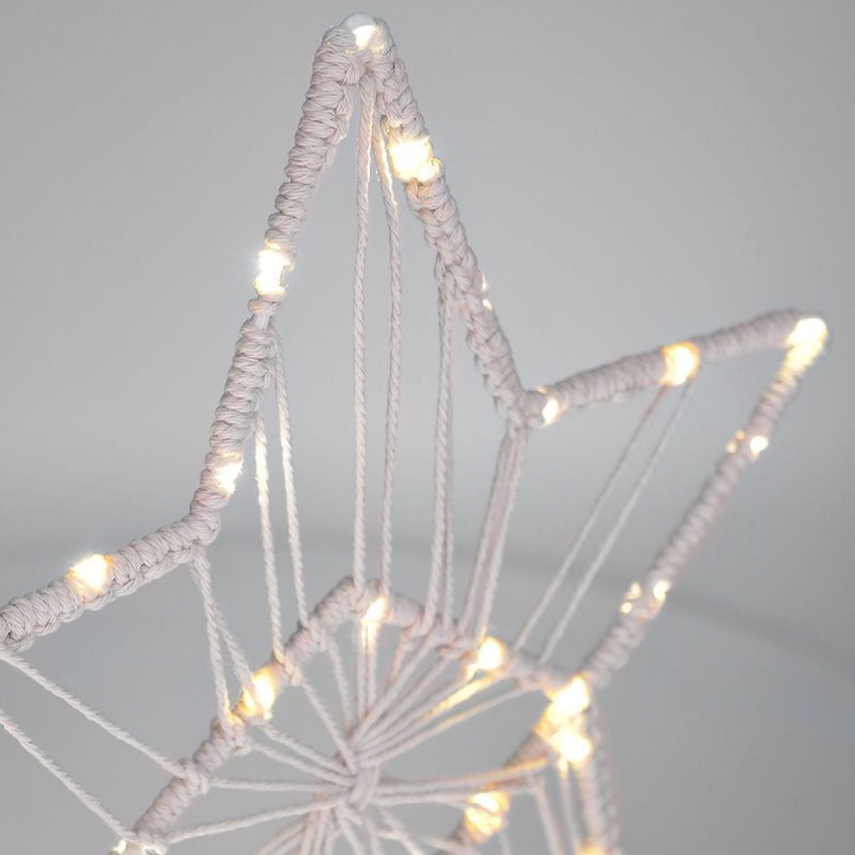 LED vánoční hvězda stolní, pletená, 35 x LED, 2 x AAA