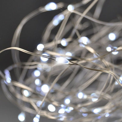 Vánoční řetěz stříbrný, 30 x mini LED, 3 m, 3 x AA, studené světlo