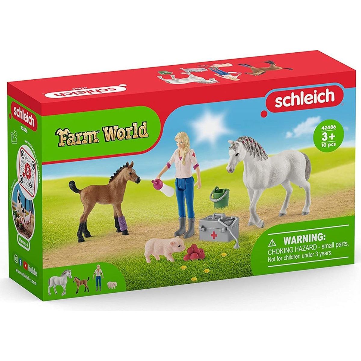 Schleich 424867 Návštěva lékaře u klisny a hříběte