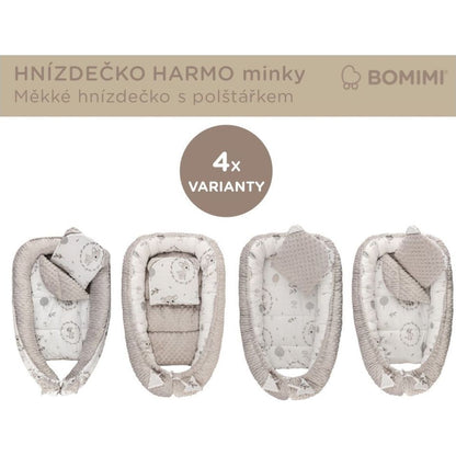 Bomimi Harmo Hnízdečko s polštářkem minky, koloušek šedá