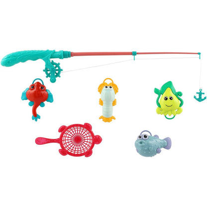 Teddies Hra ryby rybář s prutem 45cm plast 4 barvy na kartě 17x58cm