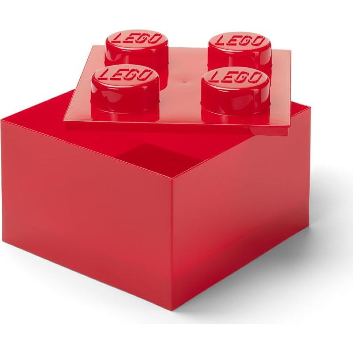 LEGO úložný box 4 s víkem - průhledná červená