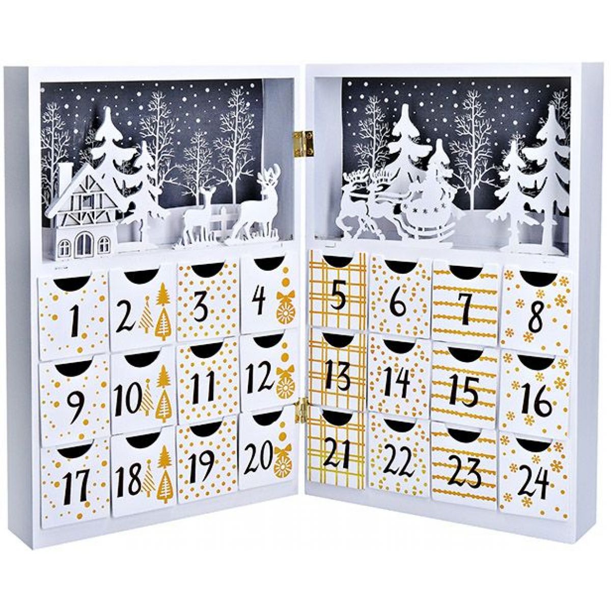 LED adventní kalendář - kniha, 8 x LED, 40 x 30 cm, 2 x AAA