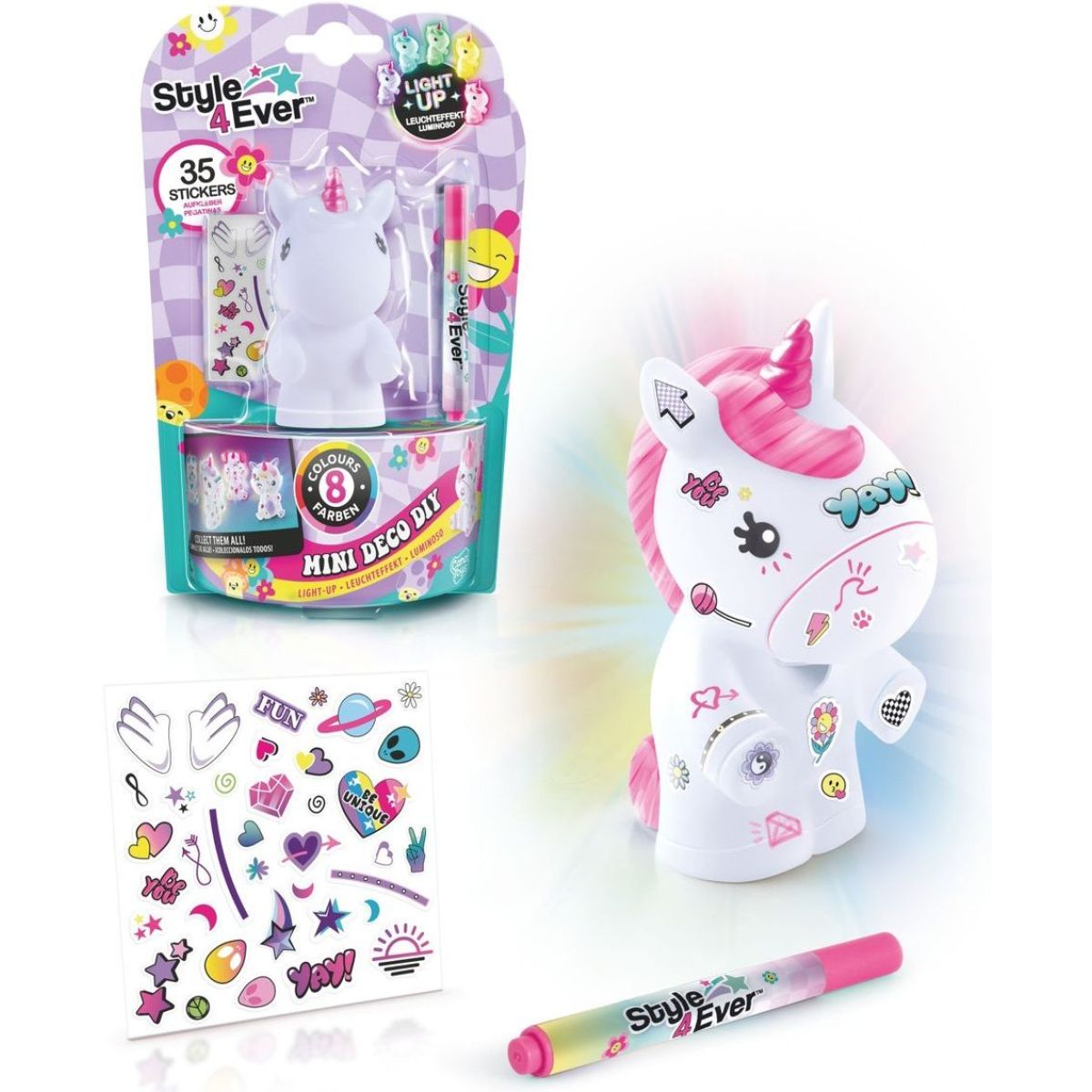 Style4Ever Mini Deco svítící figurka jednorožec růžový
