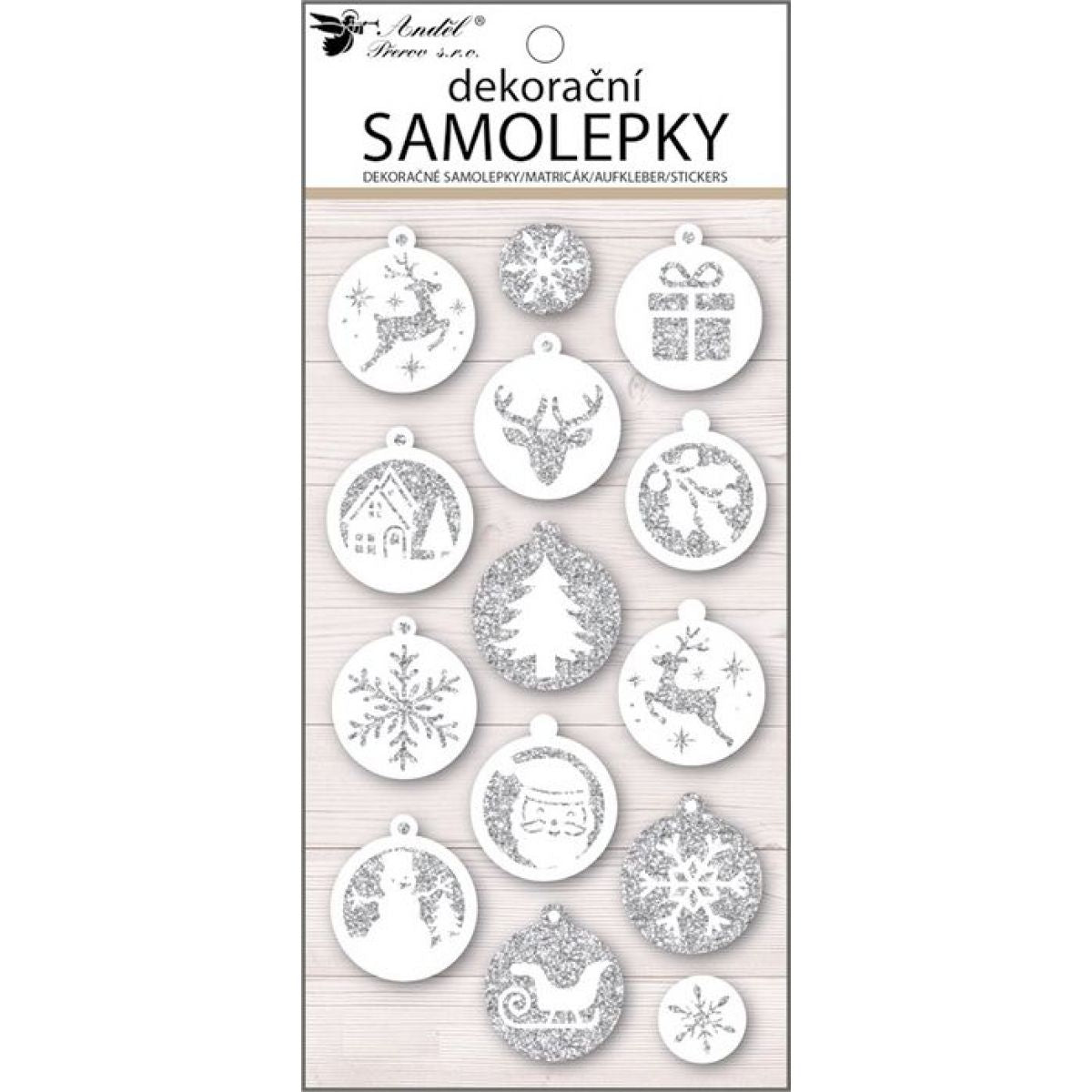 Samolepky plastické baňky s glitry 10 x 21 cm