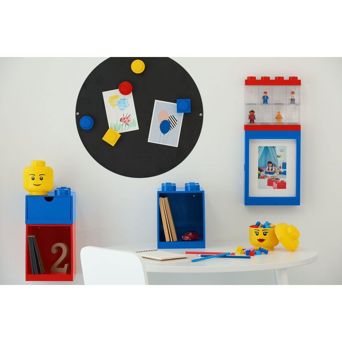 LEGO® sběratelská skříňka na 8 minifigurek - modrá