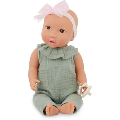LullaBaby Panenka 35 cm v overalu s čelenkou