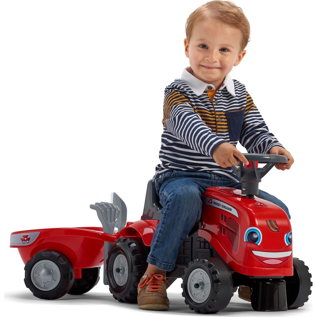 Falk Odstrkovadlo traktor Massey Ferguson červené, volant a valník