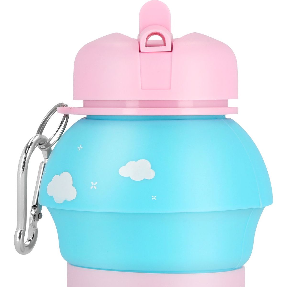 Spokey Cort Skládací silikonová láhev, modro-růžová, 520 ml