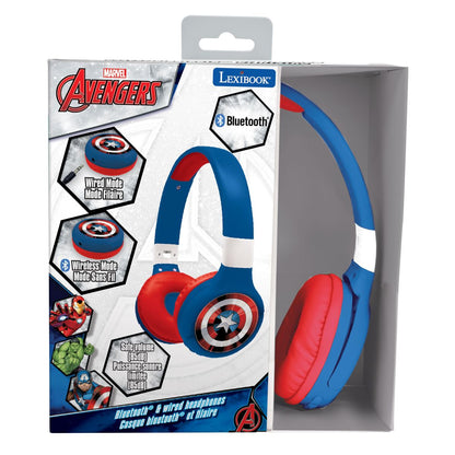 Lexibook 2v1 bluetooth skládací sluchátka Avengers s limitem hlasitosti