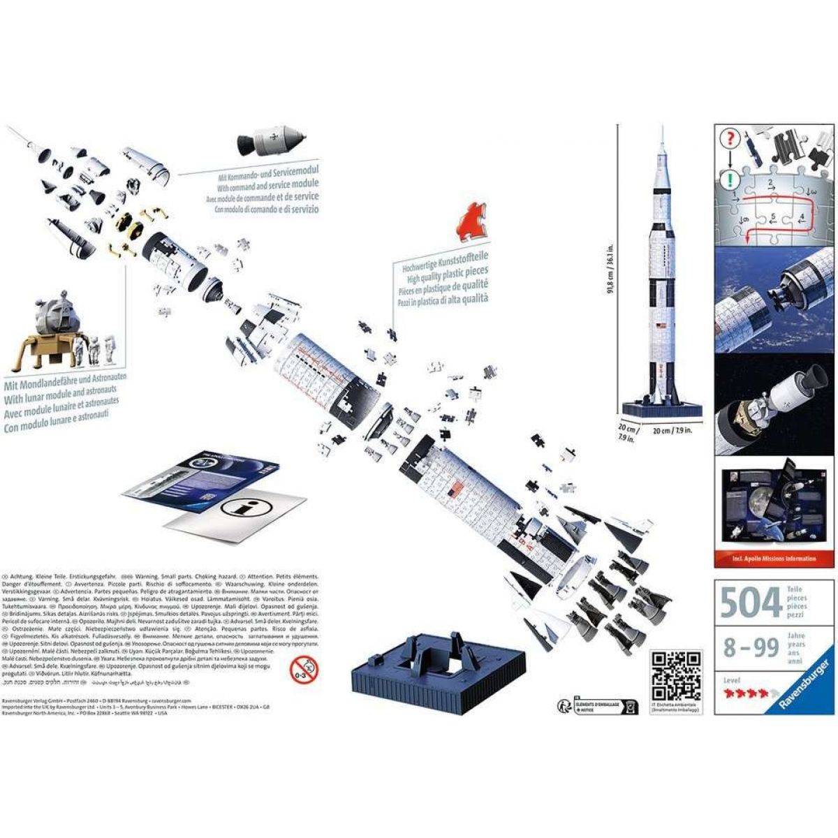 Ravensburger 3D puzzle 115457 Vesmírná raketa Saturn V 432 dílků