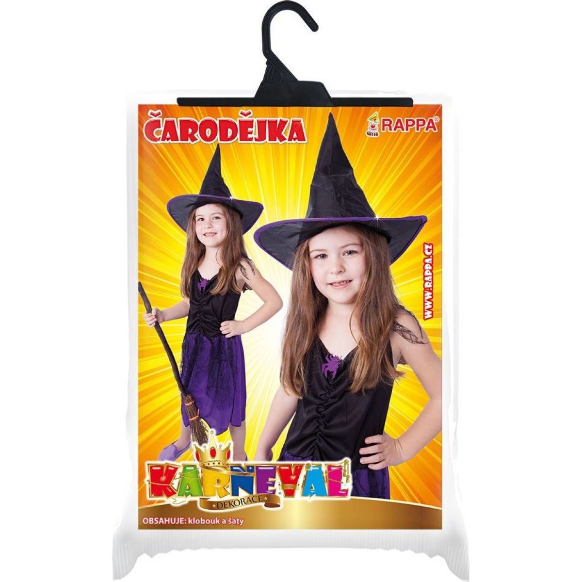 Rappa Dětský kostým Čarodějnice s kloboukem fialové vel. 104 - 116 cm