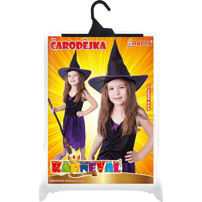 Rappa Dětský kostým Čarodějnice s kloboukem fialové vel. 104 - 116 cm
