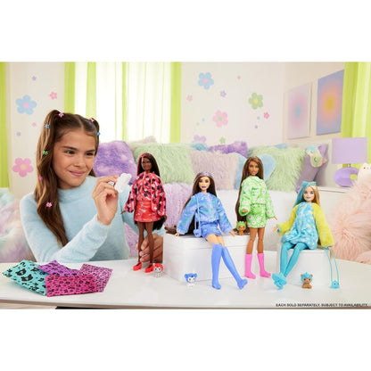 Barbie Cutie Reveal Barbie v kostýmu Zajíček ve fialovém kostýmu roztomilé Koaly