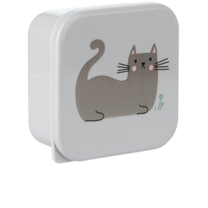 KikkaBoo Sada boxů na svačinu 4 ks Kitty Cat Grey