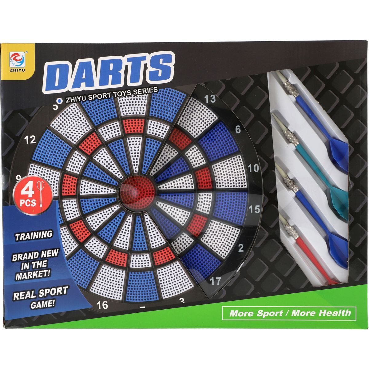 Terč se šipkami 4ks plast průměr 28cm v krabici 39x31x3cm