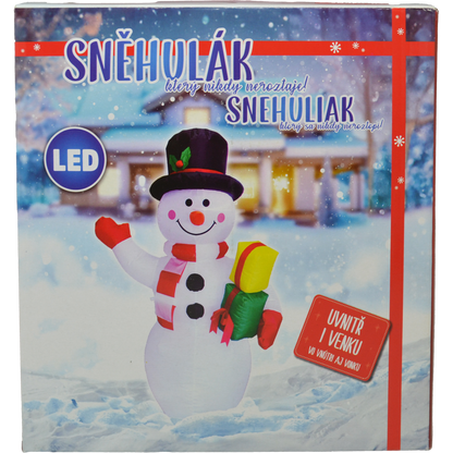 Nafukovací svítící sněhulák s dárky 124 cm